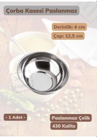 Resim Çorba Kasesi Paslanmaz Kase Yoğurt Kasesi Mini Boy Çelik 12,5 Cm Metalik Gri 