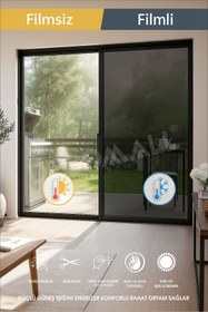 Resim DECOMALL Cam Balkon Cam Filmi Kaplama Siyah Koyu Kaplama Güvenlik Filmi 50 cm x 200 cm 