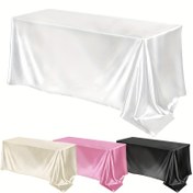 Resim Saten Polyester Masası Örtüsü – 1parça Şık Düz Renkli Dikdörtgen Masa Kapağı için Düğün, Nişan, Doğum Günü, Yıl Dönümü – Ev, Otel, Restoran için Makine Yapımı – Özel Günler için Çok Yönlü Dekorasyon 