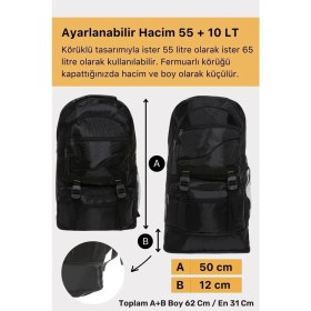 Resim Carlburn Ortopedik Su Geçirmez Konfor Modeli Fermuarlı Büyük Boy Çok Gözlü Bölmeli Kamp Outdoor Sırt Çantası 