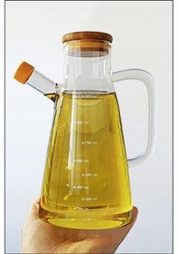 Resim Bambu Kapaklı Vaku MLu Borosilikat 900 ML Cam Yağlık Sütlük Sosluk 