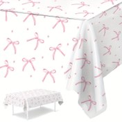 Resim 1 adet Pembe Fiyonk & Yıldız Tek Kullanımlık Plastik Masa Örtüsü - 220x130cm, Düğünler, Gelin Duşları, Doğum Günleri, Bebek Duşları ve Kutlamalar için Şık Parti Dekorasyonu, Düğün Süslemeleri 