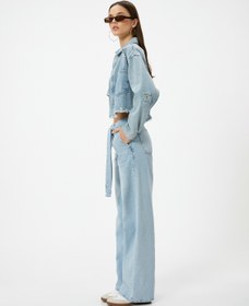 Resim Geniş Paça Kot Pantolon Kuşak Detaylı - Bianca Wide Leg Jeans 