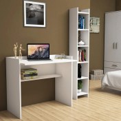 Resim Bimossa Neslişah Beyaz Çalışma Masası Kitaplıklı 90 cm T1040 