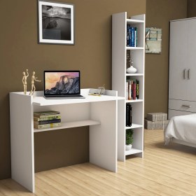 Resim Bimossa Neslişah Beyaz Çalışma Masası Kitaplıklı 90 cm T1040 