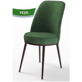 Resim Canisa Dexa Serisi, Üst Kalite Mutfak Sandalyesi, Metal Kahverengi Iskeletli, 8 Adet Yeşil Sandalye Metal, Yeşil 