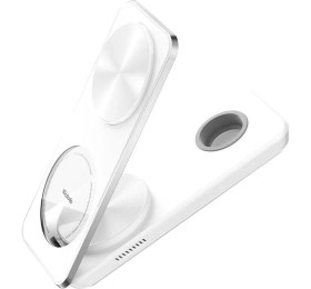 Resim Mcdodo CH-1150 3in1 Katlanabilir Manyetik Kablosuz Şarj Cihazı 25 Watt Beyaz Uyumlu iPhone Modelleri 