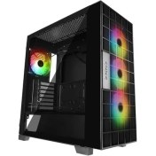 Resim Rampage Azza V2 Temperli Cam Siyah Argb Fan+Type-C Atx Mid-T Gamıng Kasa 