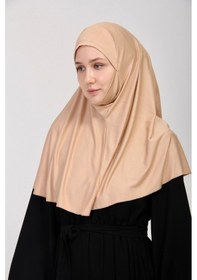 Resim Manolyaşal İslamic Hijab Pratik Eşarp Peçeli-peçesiz Hazır Türban Sufle - Bej BEj 