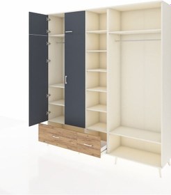 Resim Hyperion Dolap 12 Raflı 2 Çekmeceli 2 Askılı 220x44x243 Aytaşı-antrasit/çam Antrasıt/atlas Çam - Aytası 