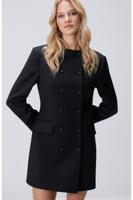 Resim Network Siyah Blazer Mini Yün Elbise 