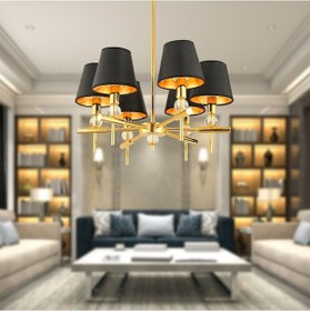 Resim Golden 6Lı Şapkalı Modern Genç Odası Yemek Masası Üstü Salon Avize 