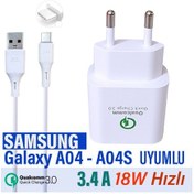 Resim Samsung Uyumlu A04 - A04s Şarj Aleti 18w Hızlı Şarj Adaptörü Ve Type-c Kablo 