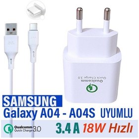 Resim Samsung Uyumlu A04 - A04s Şarj Aleti 18w Hızlı Şarj Adaptörü Ve Type-c Kablo 