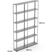 Resim Uzman Grup Raf Sistemleri Uzman Grup Raf Çelik Raf 6 Raflı 3 Metre 2 Blok 31 x 93 Çelik Raf Depo Rafı 