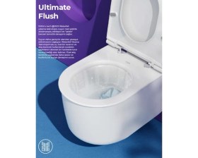 Resim Isvea Fluido Tüm Alan Yıkaması Yapan Yeni Nesil Asma Klozet +Soft Klozet Kapağı 10FD02001 