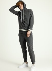 Resim Orta Gri Slim Fit Dar Kesim Pamuklu Sweatpant / Eşofman Altı 