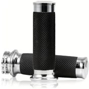 Resim Hightower Krom 1" 25mm Motosiklet Gidon Tutacakları, Kaymaz Yüzey, Sportster 883/1200, Dyna, Road King, Electra Glide İçin. 