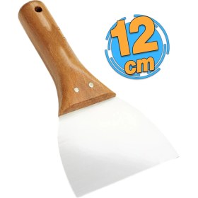 Resim Badem10 Ahşap Saplı Yay Çeliği Metal Macun Spatula Boya Sıva Kazıma Harç Karıştırma Ispatulası 12 cm 1 Adet 