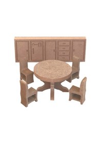 Resim Ahşap Minyatür Boyanabilir Çocuk Etkinlik Workshop Mobilya Takımı Oyun Evi 15 Parça 