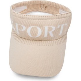 Resim Vizör Şapka Bej Unisex Yazlık Sport Baskılı Güneş Koruyucu Bej 