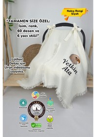 Resim Gros Shop Müslin Yeni Doğan 4katlı Organik %100pamuk Kişiye Özgü Nakışlı Hastane Çıkış Seti Kartal Model Ekru 