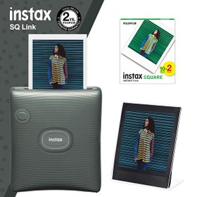 Resim Fujifilm Instax SQ Link Yeşil Yazıcı-20'li Square Film ve Pleksi Çerçeve 