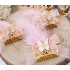 Resim Tüy Süslemeli Küçük Kutu Pleksi İsimli Bebek Şekeri(30 Adet) 