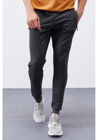 Resim Tommy Life Antrasit Melanj Fermuar Cepli Dar Kalıp Jogger Erkek Eşofman Alt - 84343 Antrasit - Melanj 