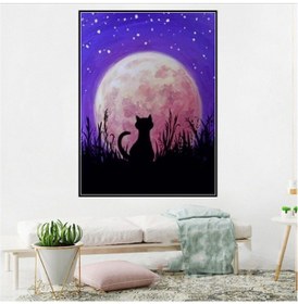 Resim Kendin Yap 5d Elmas Boyama W040 Gece Kedisi 40x30 Tam Matkap Kristal Yapay Elmas Nakış Resimleri Sanat El Sanatları Ev Duvar Dekoru İçin 