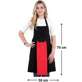 Resim Star Ayar Askılı Havlulu 4lü Mutfak Önlüğü Seti Eldiven Tutacak Siyah-kırmızı-kırmızı 