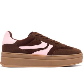 Resim Derimod Kadın Kahverengi Bağcıklı Kalın Tabanlı Sneaker, Kışlık Spor Ayakkabı 25AFD430814 