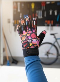 Resim Çocuk Motosiklet & Bisiklet Eldiveni Deniz Kabuğu Desenli - Güvenli Sürüş İçin 