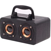 Resim Ahşap Tasarım Bluetooth Hoparlör: Retro Bas, Kablosuz Mini Ses Sistemi, Ft-4002 Siyah Ahşap Desen 