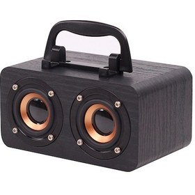 Resim Ahşap Tasarım Bluetooth Hoparlör: Retro Bas, Kablosuz Mini Ses Sistemi, Ft-4002 Siyah Ahşap Desen 