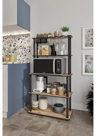 Resim Mikrodalga Kahve Standı Çok Amaçlı 4 Katlıraf Meşe Meşe 