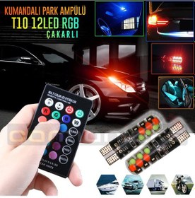 Resim Kumandalı Çakarlı T10 12 Led Park Ampülü Rgb 12 Renk 