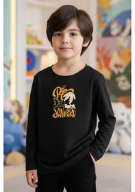 Resim Fyk Kids Sıfır Yaka Rio De Jenerio Baskılı Erkek Çocuk Sweatshirt Siyah 