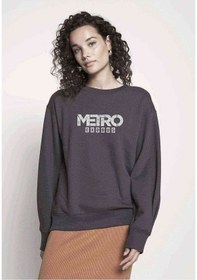 Resim Metro Exodus Logo Baskılı Füme Antrasit Kadın Sweatshirt 
