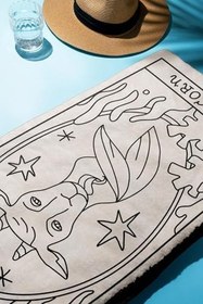 Resim Dijital Baskı Plaj Deniz Havlusu Oğlak Burcu Desenli Peştamal HVL0044 