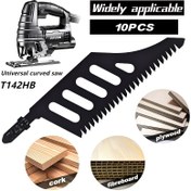 Resim 10 Adet Siyah Özel Şekilli Yapboz Bıçağı - T142HB - Ahşap, Kontrplak ve MDF için Hassas Kavisli & Düz Kesim 