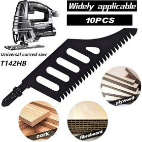 Resim 10 Adet Siyah Özel Şekilli Yapboz Bıçağı - T142HB - Ahşap, Kontrplak ve MDF için Hassas Kavisli & Düz Kesim 