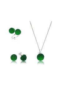Resim Gümüş Yeşil Kristal Kadın Set (551167597) 