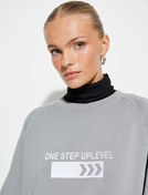 Resim Bisiklet Yaka Sweatshirt Baskılı Ribanalı 