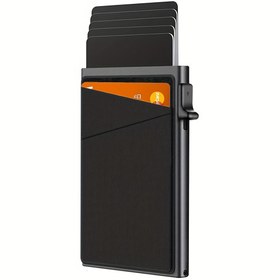 Resim 1 adet Erkekler için Alüminyum Alaşımlı Kart Tutucu, Otomatik Olarak Kart Kutusu Açılır, Hırsızlığı Önler ve Manyetik Alanı Engelleyen RFID Kart Kılıfı 