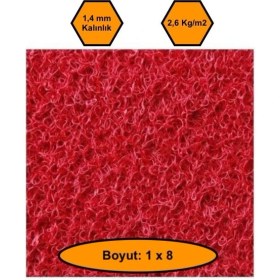 Resim Kırmızı Kıvırcık Plastik Paspas, Dış Mekan Için Paspas, 1x8 