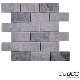 Resim Tuqco Doğaltaş 5 X 10 Muğla B. -Gümüş Brick Eskitme Mermer Mozaik 