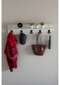 Resim 5 Askılı ve Raflı Modern Duvar Portmantosu - Antre Elbise ve Çanta Düzenleyici 