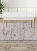 Resim Canisa Roz Serisi 80x132 Açılabilir Mdf Doğal Ahşap Ayaklı Beyaz Mutfak Masası 