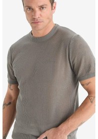 Resim DeFacto Standart Fit Bisiklet Yaka Triko Kısa Kollu Tişört E3255AX25SMGR431 